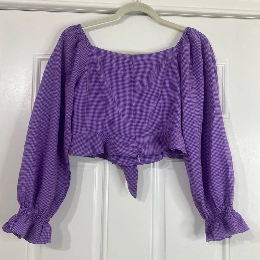 TANSSHOP Purple and Pink Gingham Crop Top - Picture 2 of 5